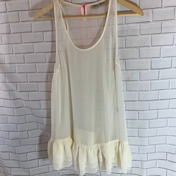 Alisha Levine Sheer Off White Chemise/Pink Trim